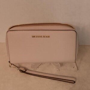 MICHAEL KORS PINK FULL SIZE LEATHER WALLET WITH PINK GOLD HARDWARE